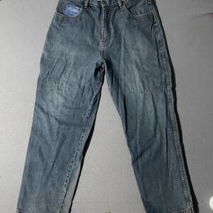 Vintage FUBU Jeans Mens 38 Wide Leg Y2K Hip Hop Skate Baggy Distressed
